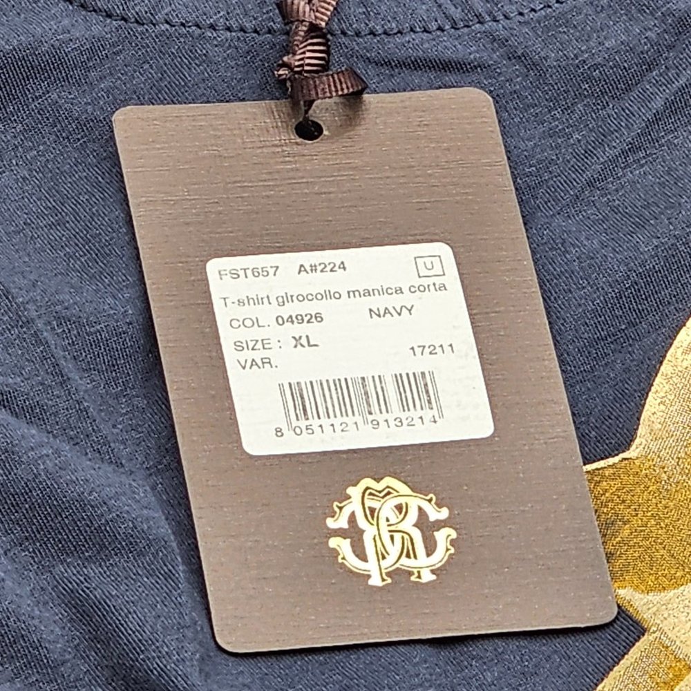 Roberto CavalliFoil Crest Graphic T-Shirt - Blue - Picture 3 of 5